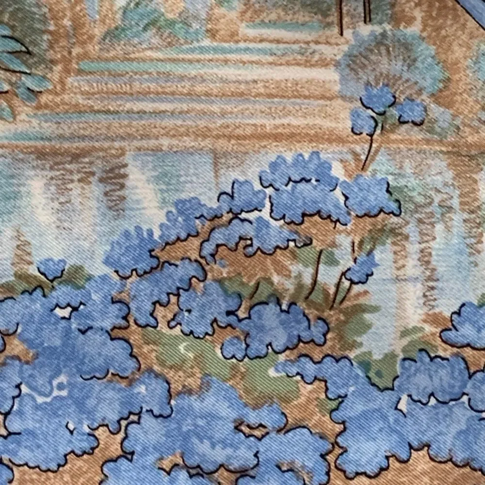 Herme's Claude Monet Giverny Garden Blue Pink Silk Scarf 35" square 1989 NIB - Picture 11 of 16
